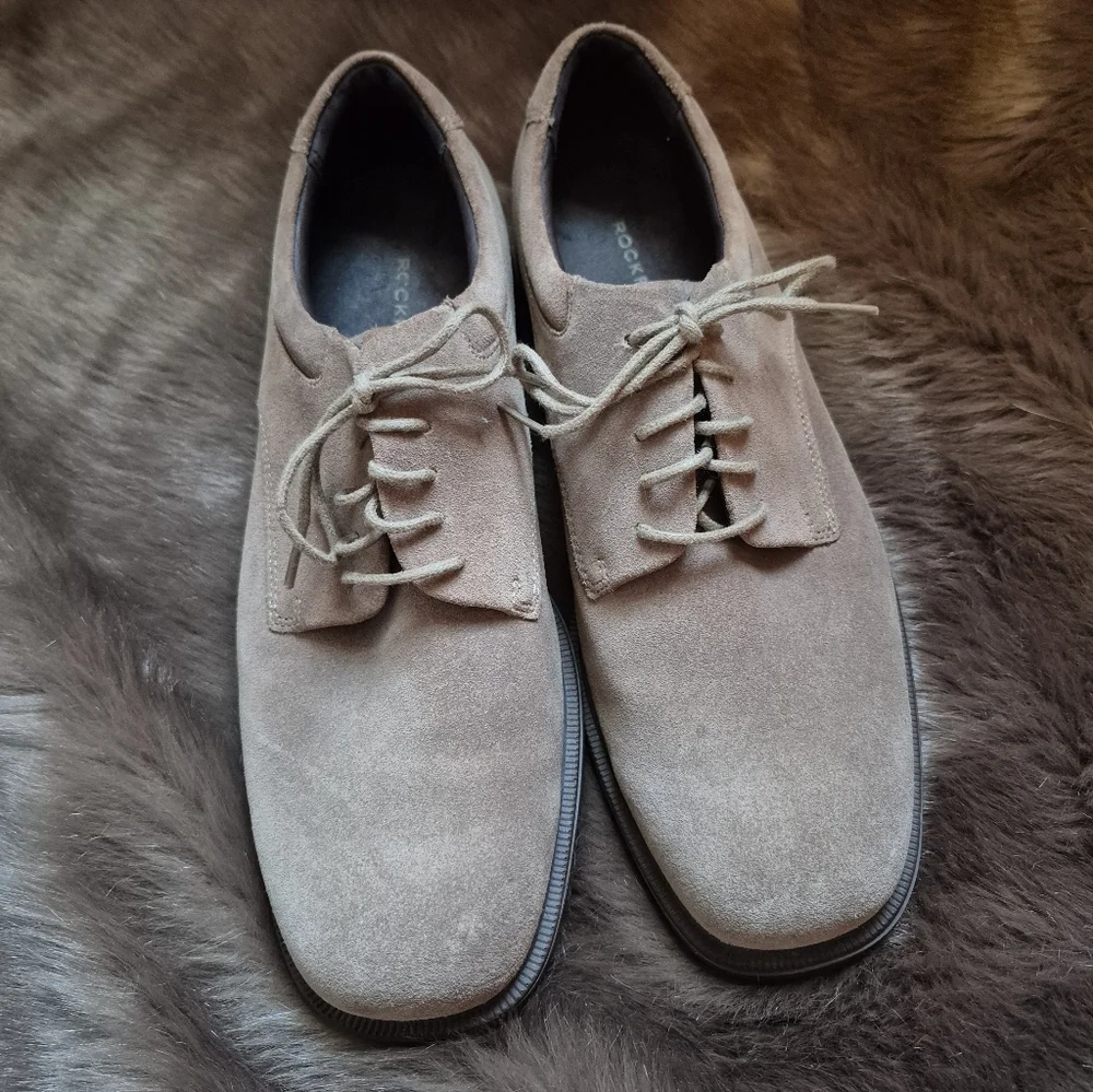 Rockport Tan Suede Oxfords Mens 10 1/2 Leather Shoes